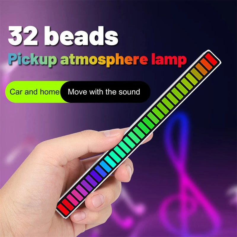 Luz Ambiente RGB para Carro e Festa, Ativada por Voz, 18 Modos, Som Colorido, LED Bar.